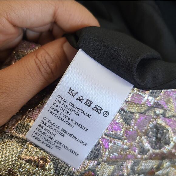 Urban Outfitters Kimchi Blue Floral Metallic Jacquard Pleated Skirt Size 6 - Picture 4 of 9